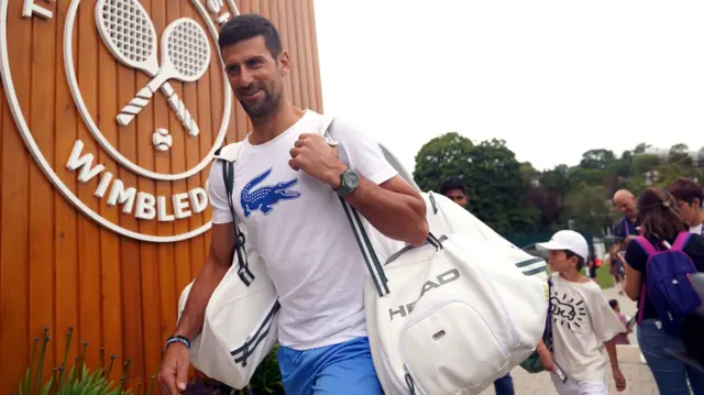 Novak Djokovic arrives at Wimbledon