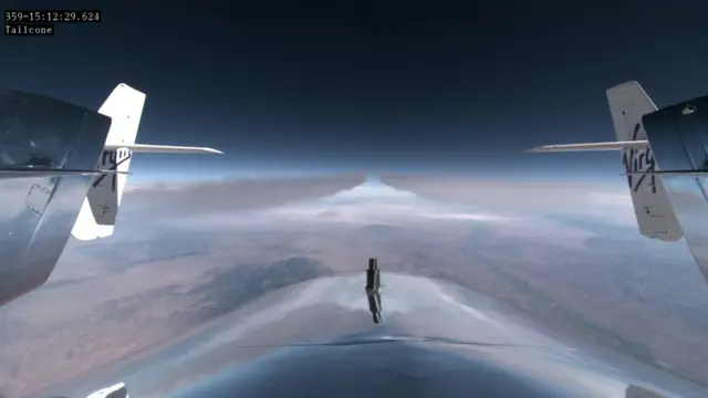 Earth seen from the exterior of Virgin Galactic's Unity rocket plane