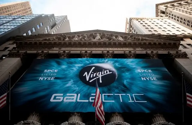 An advert for Virgin Galactic outside the New York Stock Exchange.