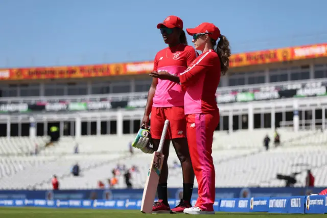 Hayley Matthews and Tammy Beaumont at Edgbaston