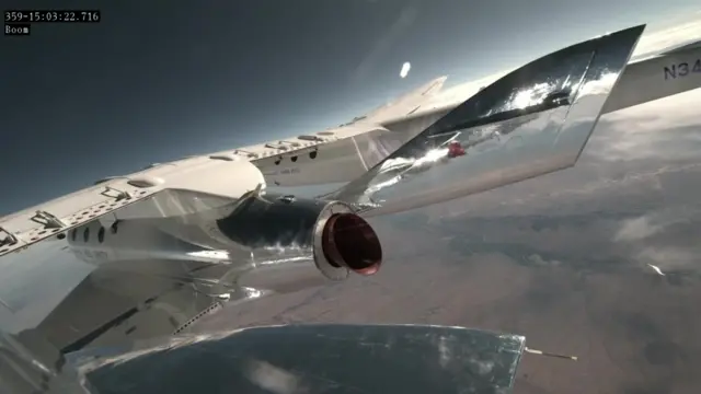 Earth seen from the exterior of Virgin Galactic's Unity rocket plane