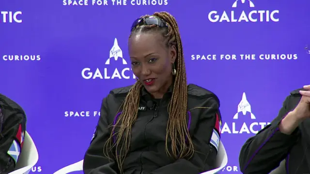 Keisha Schahaff speaks during a Virgin Galactic press conference