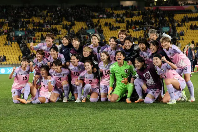 Japan celebrate after beating Norway