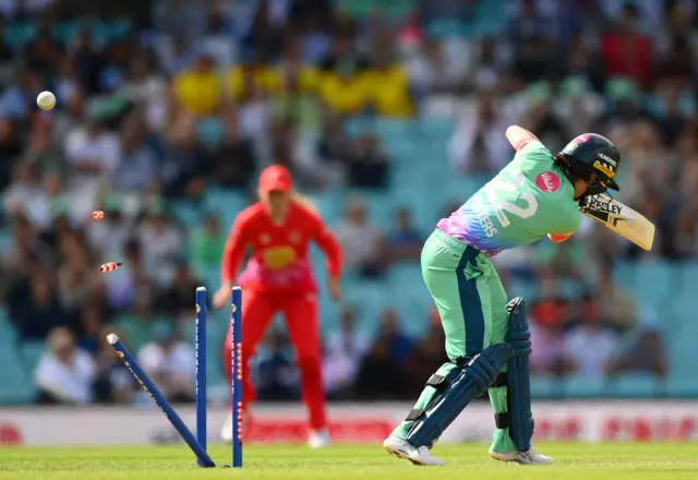 Oval Invincibles' Mady Villiers is bowled