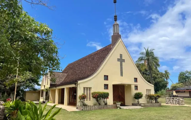 Stock image of the exterior of Waiola Church