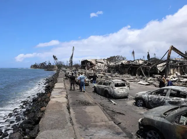 The wildfires have reduced the picturesque resort town of Lahaina to piles of smouldering debris as it torched 1,000 buildings and left thousands homeless