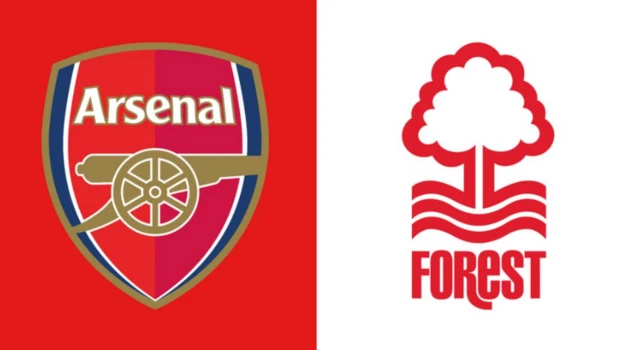 Arsenal and Forest badges side by side.