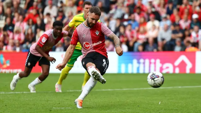 Adam Armstrong nets a penalty for Southampton