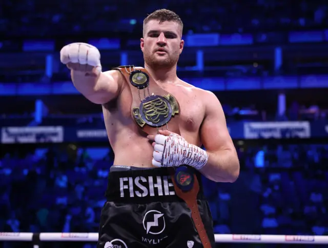 Johnny Fisher with the Southern Area heavyweight title