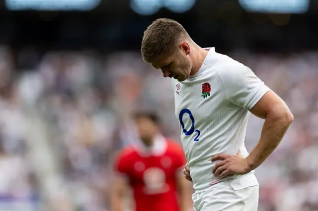 Owen Farrell walks off after his yellow card