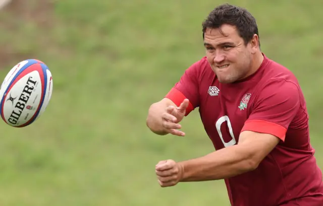 Jamie George in training with England