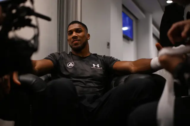 Anthony Joshua getting his hands wrapped