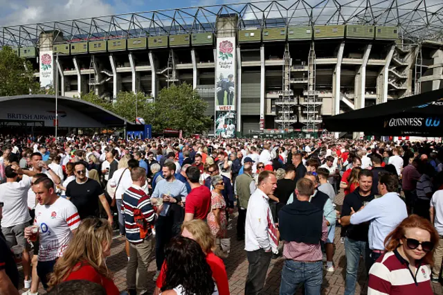 Fans gather outside Twickenham