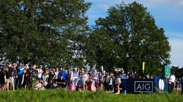 Charley Hull hits a tee shot