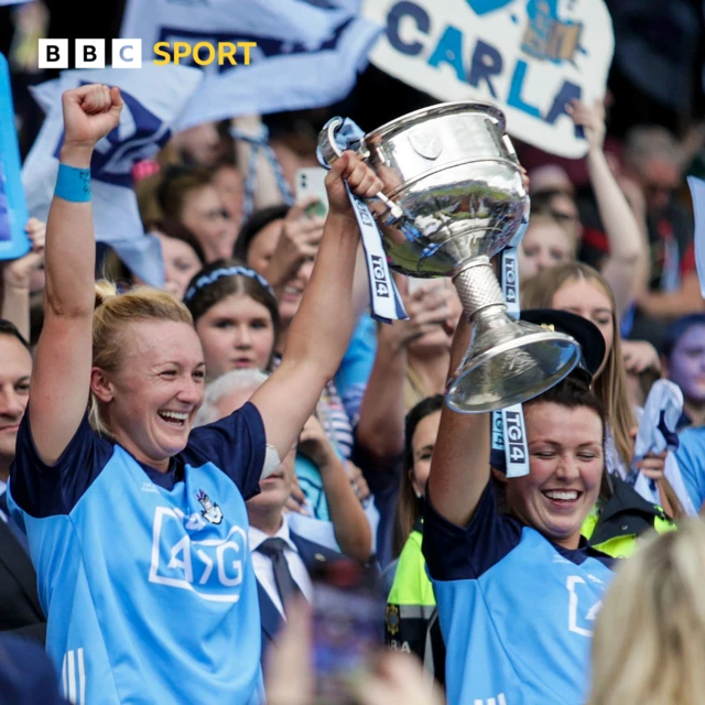 Dublin's Carla Rowe lifts the cup