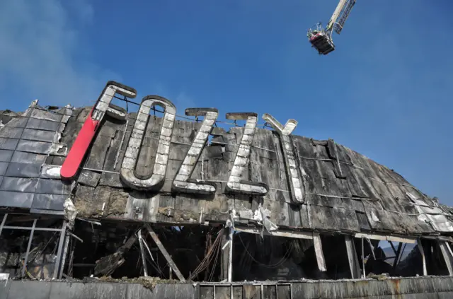 A wrecked supermarket