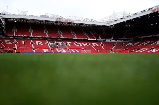 Old Trafford Stretford End from the pitch.