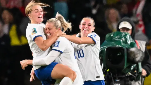 England players celebrate