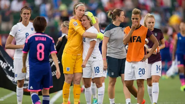 England players after defeat to Japan