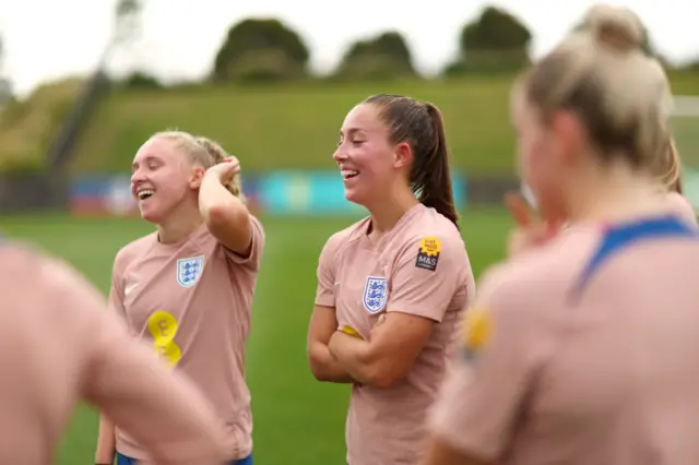 Katie Robinson and Maya Le Tissier of England