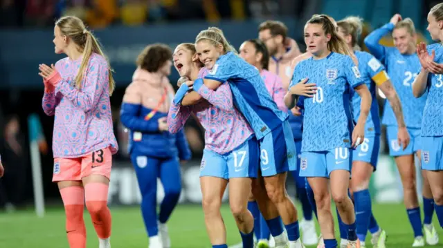 England players celebrate