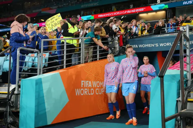 England players leave the tunnel to a chorus of boos from the home crowd.