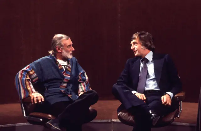 Spike Milligan and Michael Parkinson in 1976