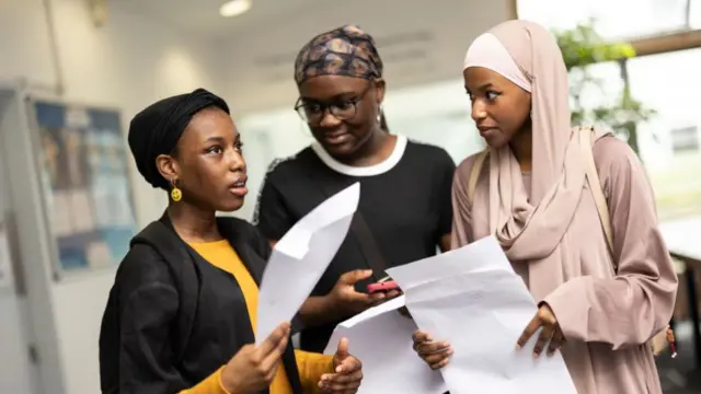 Students at The City of London Academy in Southwark receive their A-Level results in 2022