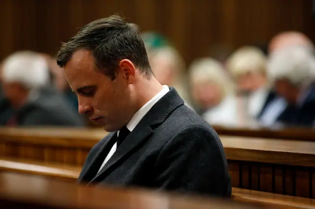 South African athlete Oscar Pistorius at his trial in 2016.