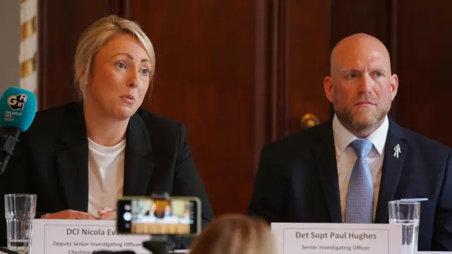 Deputy Senior Investigating Officer, Detective Chief Inspector Nicola Evans, and Senior Investigating Officer, Detective Superintendent Paul Hughes, speak to the media during a press conference at Manchester Hall, ahead of the verdict in the case of nurse Lucy Letby, who is accused of the murder of seven babies and the attempted murder of another ten, between June 2015 and June 2016 while working on the neonatal unit of the Countess of Chester Hospital. Nurse Lucy Letby, 33, has been found guilty at Manchester Crown Court of the murders of seven babies and the attempted murders of six others at the Countess of Chester Hospital. Issue date: Friday August 18, 2023