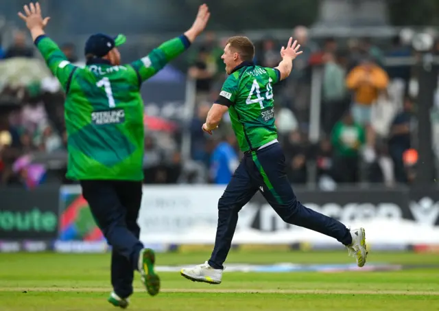 Ireland bowler Craig Young celebrates