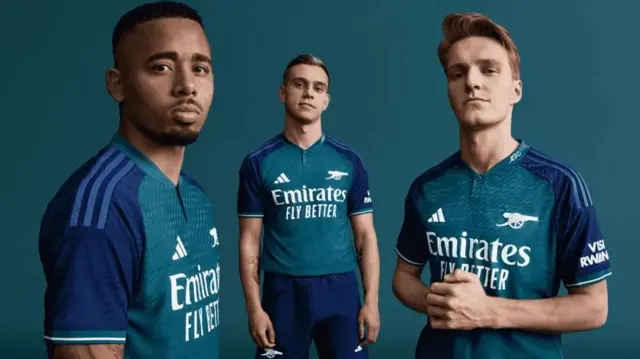 Arsenal players in new third kit