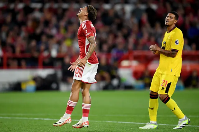 Morgan Gibbs-White shows frustration