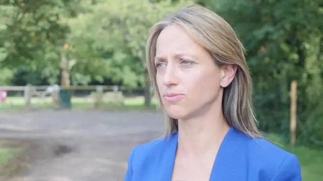 Helen Whately being interviewed for television