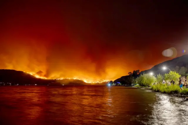 The fire at West Kelowna on Thursday night.