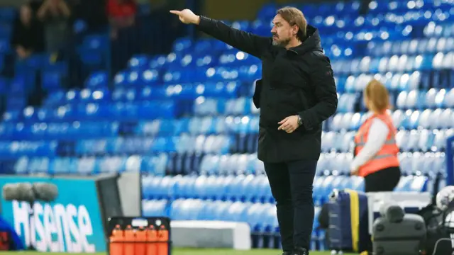 Leeds manager Daniel Farke issues instructions from the touchline