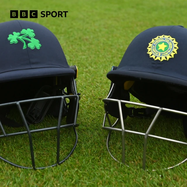 Ireland and India cricket helmets before match one of the Men's T20 International series