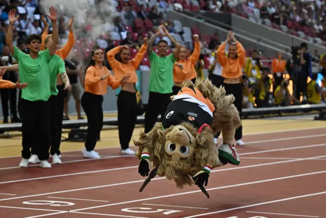 Youhuu, the World Athletics Championships mascot during the opening ceremony