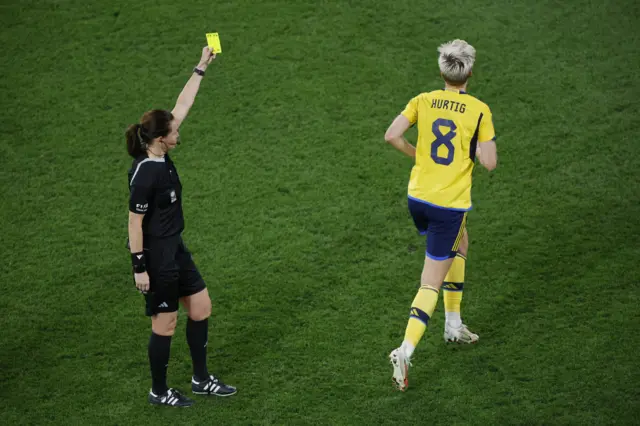 Lina Hurtig gets yellow card