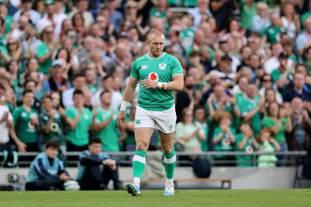 Keith Earls comes on for his 100th Cap