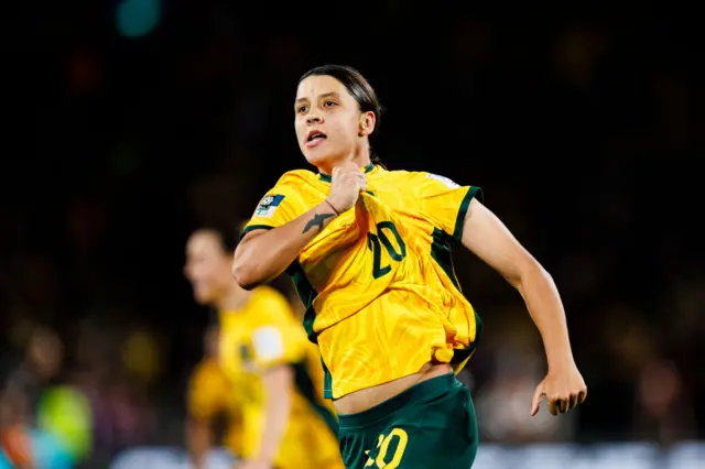 Sam Kerr celebrates