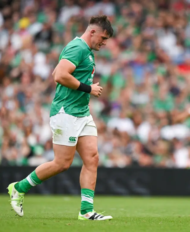 Dan Sheehan leaves the field during Ireland v England