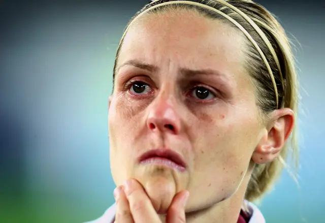 Kelly Smith looks dejected