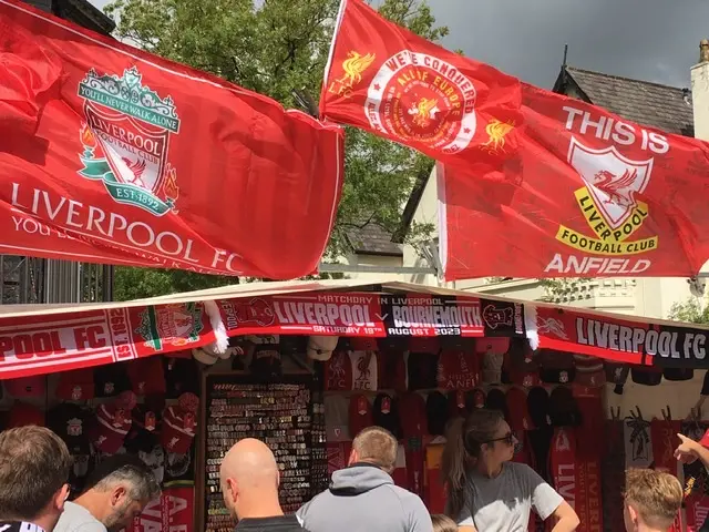 Flags and scarves at Anfield