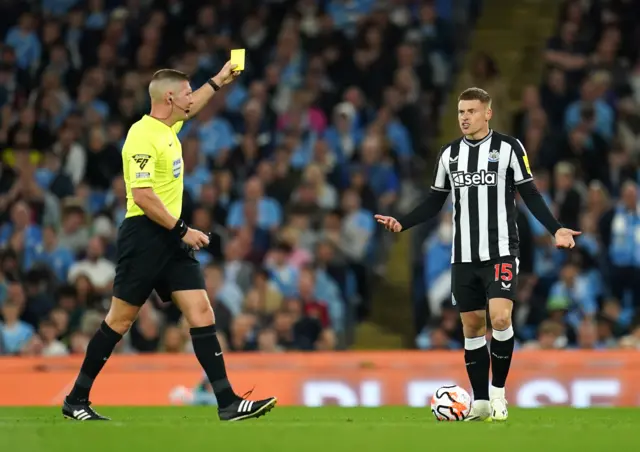 Harvey Barnes is booked