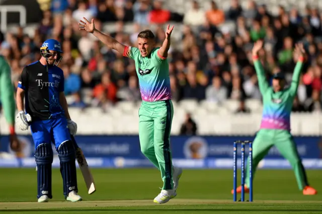 Sam Curran appeals for a wicket