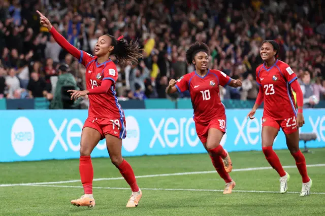 Lineth Cedeno of Panama celebrates after scoring her team's third goal