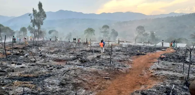 Site of the fire in Mushonezo, DR Congo