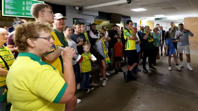 Norwich fans watching the Women's World Cup final before kick-off