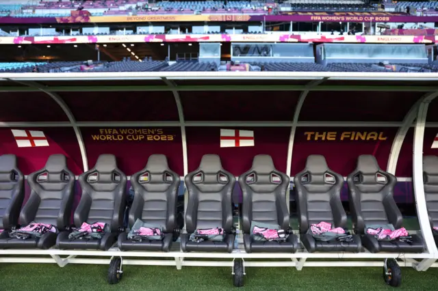 The England bench is seen prior to the FIFA Women's World Cup